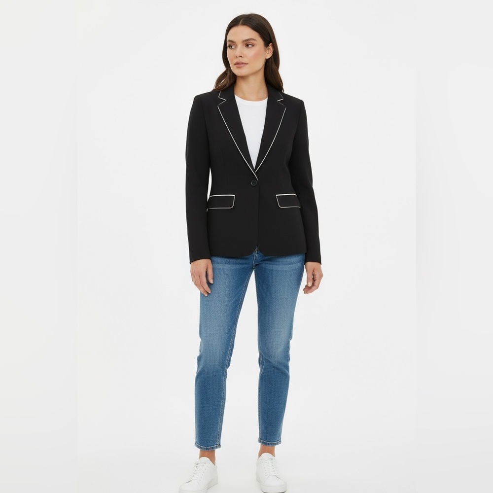 Donna Rae New York Black Contrast Trim Blazer – Size 6